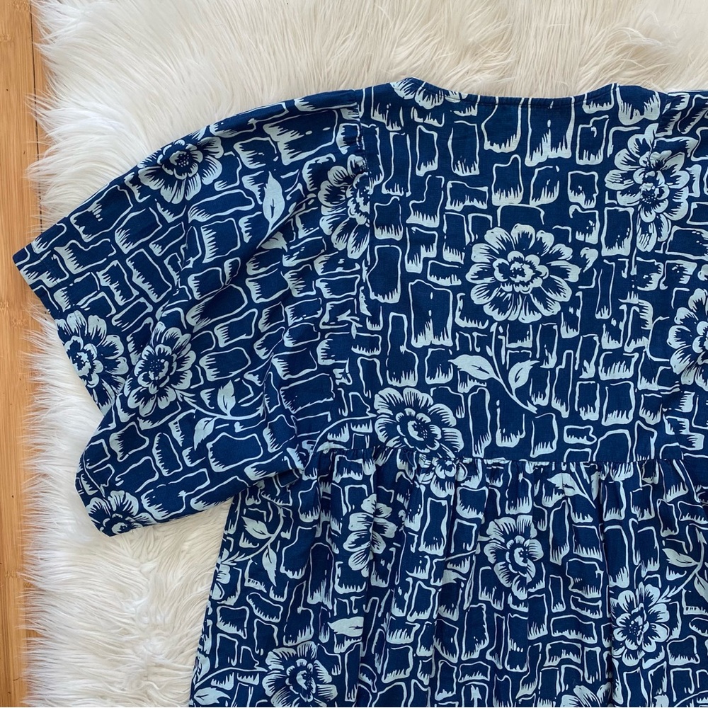 Ilana Kohn Brenda Maxi Dress Stone Flower Print Blue Front Abstract Oversized - Picture 7 of 9